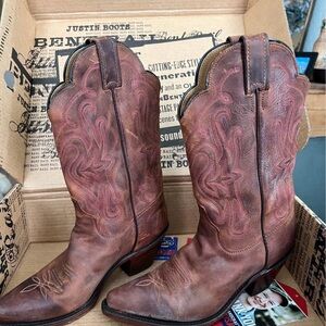 Justin Boots Cognac Ponteggio Leather Boots Size 9.5